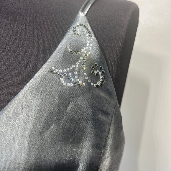 VTG Dave & Johnny Laura Ryner Dress Maxi Fairy Y2K Silver Rhinestone Formal 12 - Picture 3 of 9
